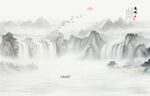 新中式屏风山水画