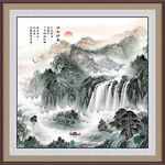 流水生财山水国画壁画