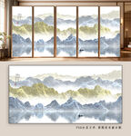 中式山水风窗户装饰画