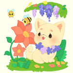 春天花园紫藤花小蜜蜂小精灵插画