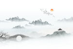 水墨山水背景墙
