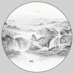 圆形水墨画