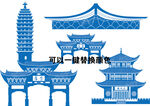 昆明地标矢量图金马碧鸡大观楼