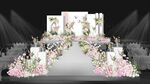 白色粉色婚礼花艺舞台效果图