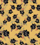 黄色底黑色花卉图案纹理