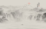 水墨山水背景墙