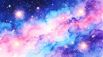 梦幻绚丽水彩星空装饰画