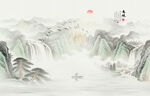 中国风意境水墨山水画