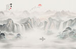 中国风意境水墨山水画