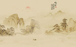 古风水墨山水意境图