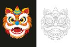 传统舞狮头图案设计稿