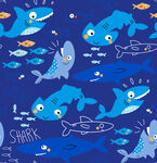 蓝色海洋鲨鱼鱼类图案