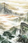 迎客松山水画