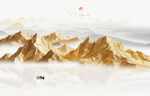 金箔山水画背景墙