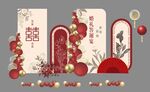 红色中式古典订婚宴布置