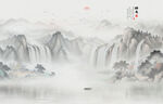 新中式水墨山水画