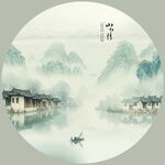 圆形山水画