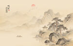 中式古风古典山水画背景