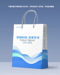 蓝色商务大气企业手提袋设计