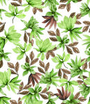 绿叶花卉水彩无缝图案