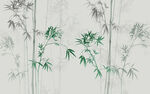 新中式水墨竹子电视背景墙装饰画