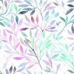 水彩风多彩叶片无缝图案