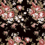 黑色底花卉图案印花