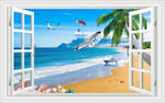 海滩度假窗户