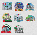 城市冰箱贴矢量图