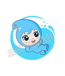 蓝色卡通水精灵休息版