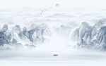 国画水墨山水画