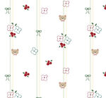 可爱猫咪花卉条纹壁纸