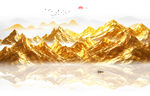 金色山峦山水意境图背景墙