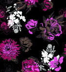 黑色底绚丽花卉图案