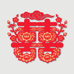 中式喜庆双喜剪纸装饰