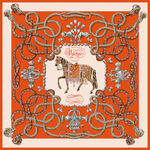 橙底骏马装饰图案丝巾