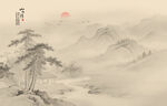 中式古风古典山水画背景