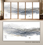 中式山水风格客厅壁画