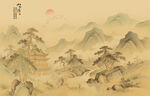 屏风中式古风山水画背景