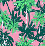 粉色背景下的热带棕榈树图案