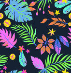 热带植物多彩图案背景