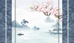 中式山水桃花意境图