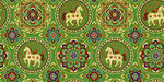 绿色底纹精美动物花纹图案