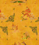 中式古典花纹黄色织物图案