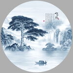 圆形水墨画