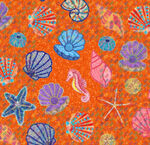 橙色背景多彩海洋元素图案