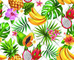 热带水果花卉无缝图案