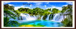 瀑布山水画
