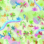 梦幻热带动植物图案背景