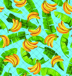 热带香蕉叶水果图案背景